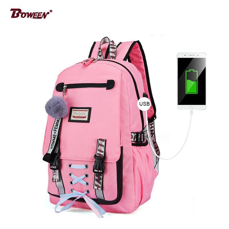 Mochila Feminina com Entrada USB e Trava Anti-Roubo - Shopping de Ideias 🔥 Ofertoo 4